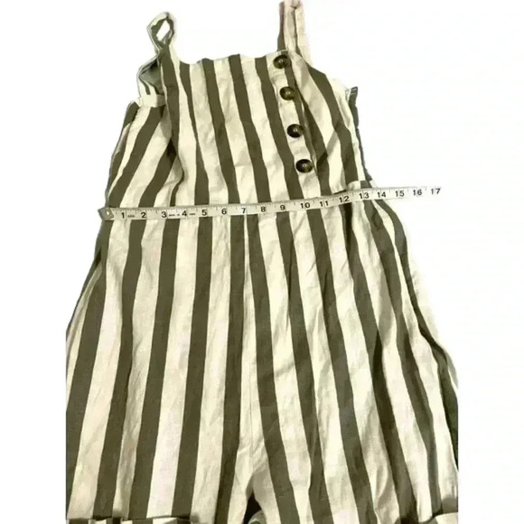 C&c CALIFORNIA Olive Green/ White STRIPED JUMPSUIT  Small Size - Picture 2 of 7